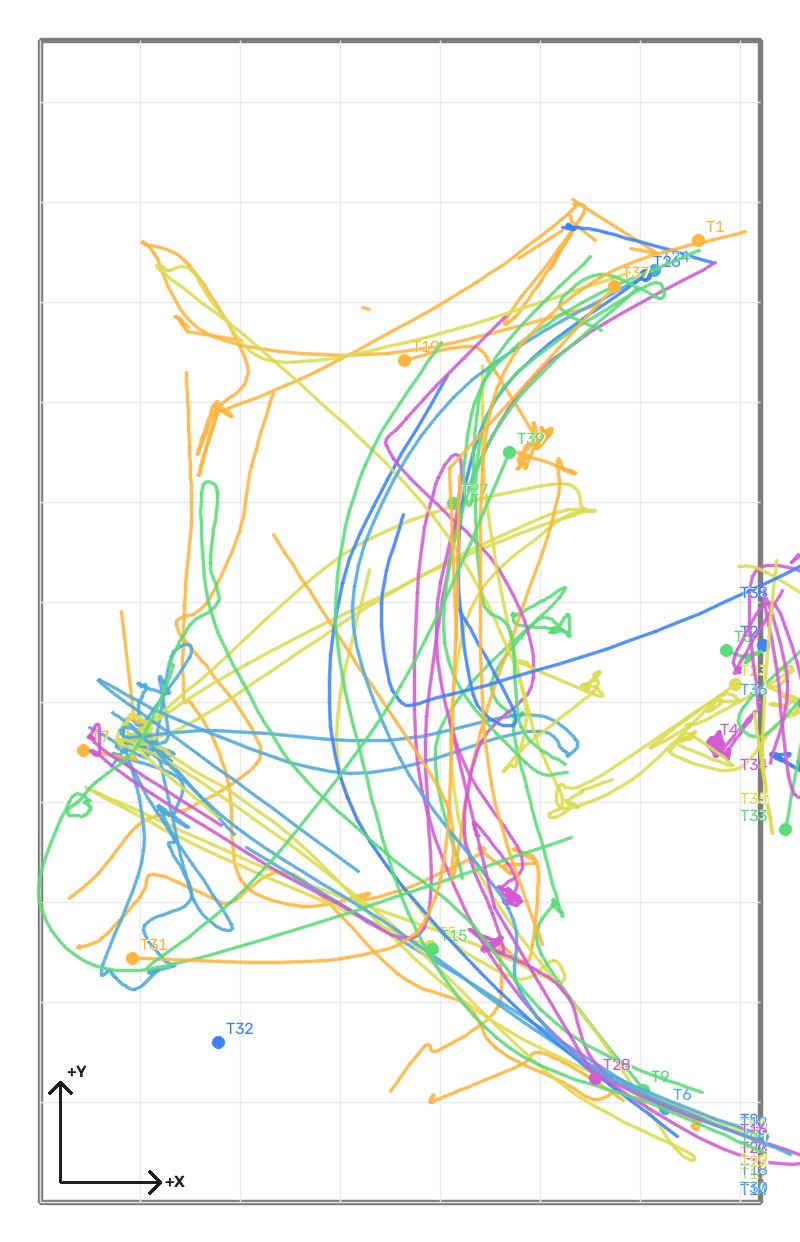 Python trajectory plot of movement recorded in the living room, 2026